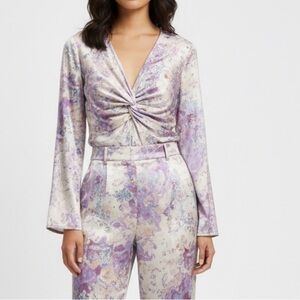 Zara Satin lavender LS Blouse. Size S‎